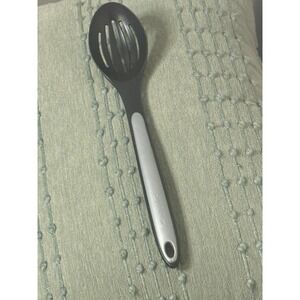 Calphalon Slotted Spoon Black Nylon Silver Handle Heat Resistant Nonstick Safe